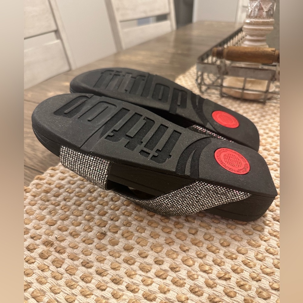 “Fitflop” Black and Silver crystal embellished Sandals - Picture 13 of 14
